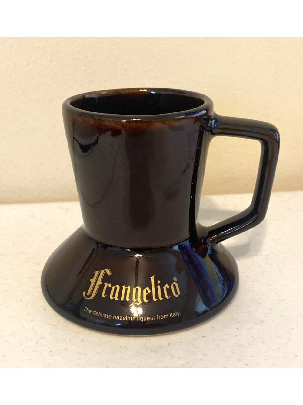 VTG Vintage Brown Frangelico Stoneware Spill Proof Wide Bottom Mug